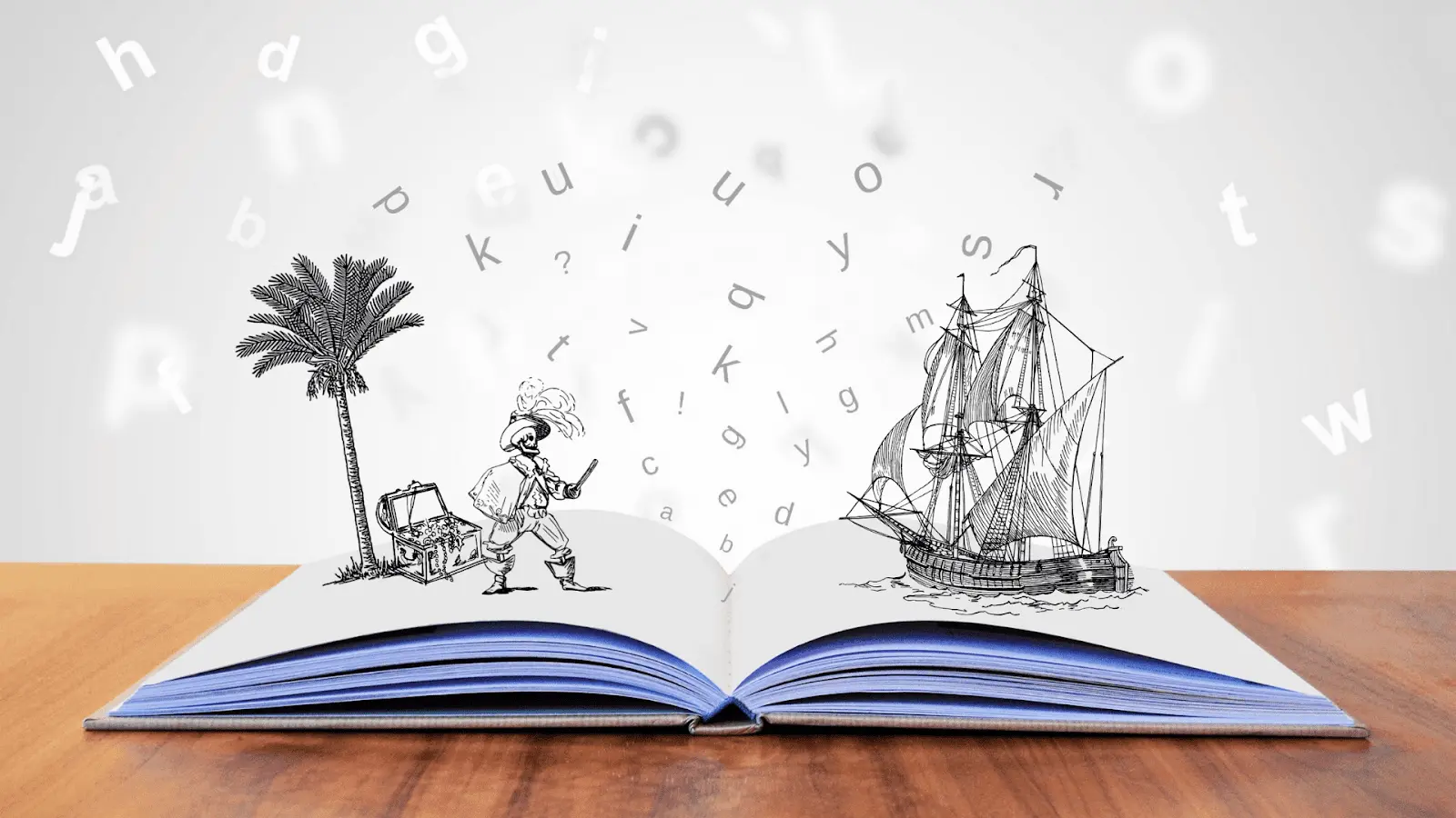 une image montrant un livre ouvert des illustrations en 3d symbolisant le pouvoir de l'écriture